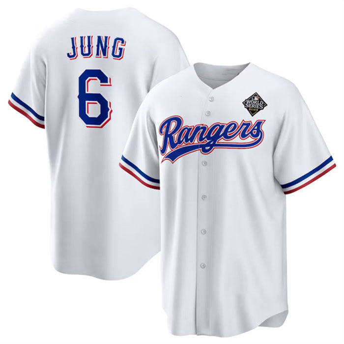 Texas Rangers #6 Josh Jung 2023 White Jereymy World Series Stitched Jersey