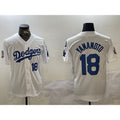 Los Angeles Dodgers #18 Yoshinobu Yamamoto White Jereymy 2024 World Series With Fernando Memorial Patch Home Limited Stitched Jersey 2
