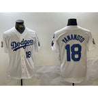 Los Angeles Dodgers #18 Yoshinobu Yamamoto White Jereymy 2024 World Series With Fernando Memorial Patch Home Limited Stitched Jersey 2