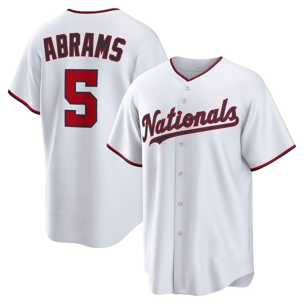 Washington Nationals #5 CJ Abrams White Jereymy Home Replica Jersey