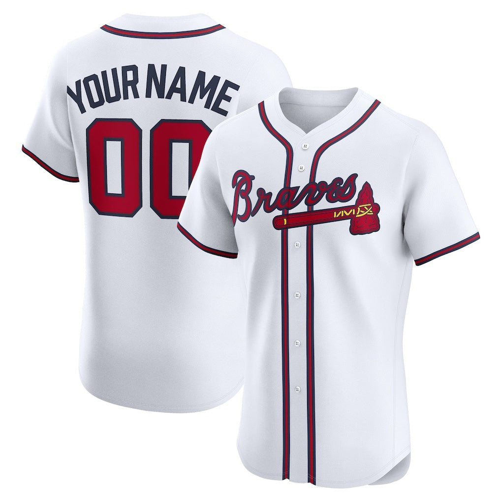 Custom Atlanta Braves White Jereymy Home Elite Jersey