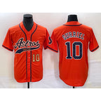Houston Astros #10 Yuli Gurriel Number Orange Jereymy With Patch Cool Base Stitched Jersey