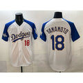 Los Angeles Dodgers #18 Yoshinobu Yamamoto White Royal Jereymy 2025 World Series Patch Limited Stitched Jersey