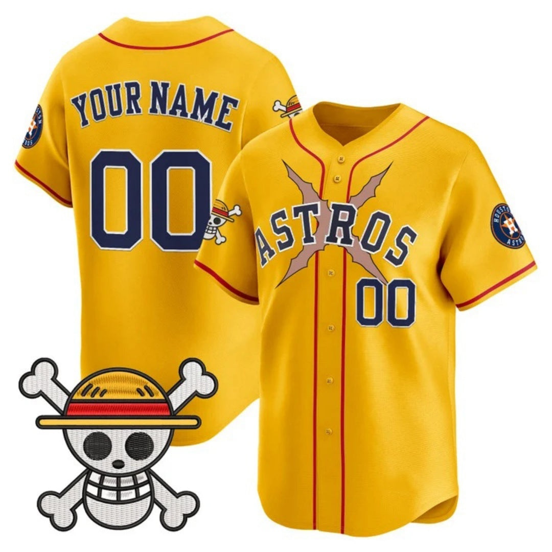 Custom Houston Astros x One Piece Gold Jereymy Vapor Premier Limited Jersey - Stitched
