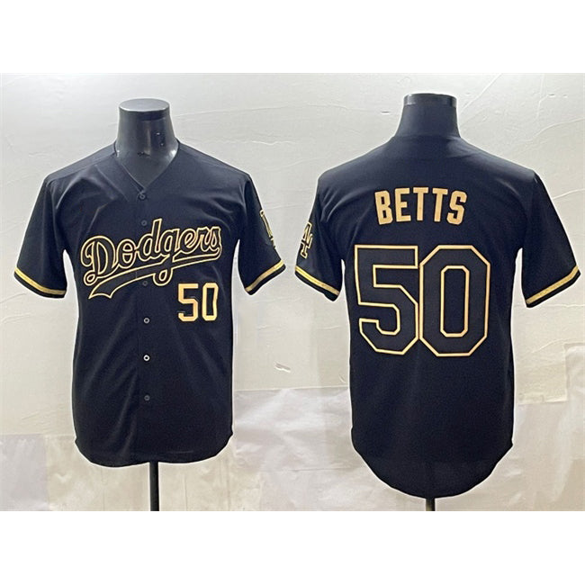 Los Angeles Dodgers #50 Mookie Betts Black Gold Jereymy Limited Stitched Jersey