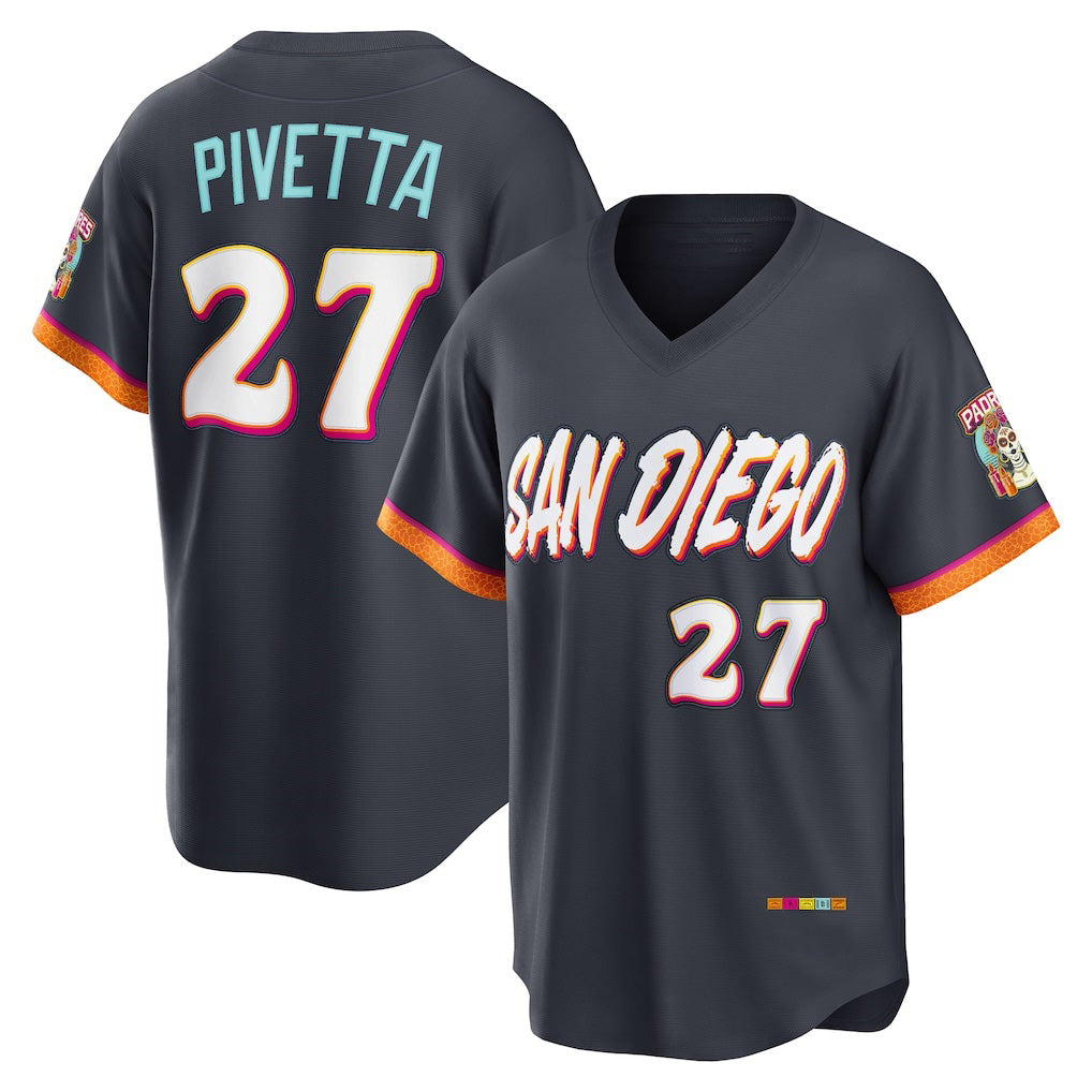 San Diego Padres #27 Nick Pivetta Obsidian Jereymy 2026 City Connect Stadium Jersey