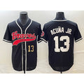 Atlanta Braves #13 Ronald Acuna Jr Number Black Jereymy Cool Base Stitched Jersey