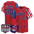 Custom Cleveland Indians Red Jereymy America 250 Edition Vapor Premier Limited Jersey - All Stitched