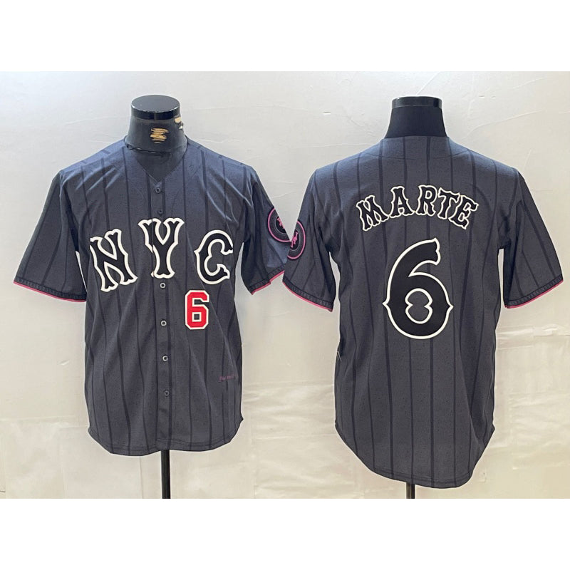 New York Mets #6 Starling Marte Gray Jereymy 2024 City Connect Cool Base Stitched Jerseys