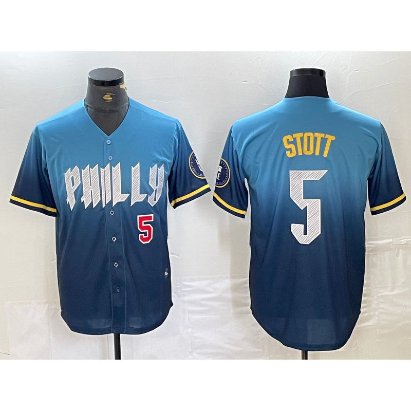 Philadelphia Phillies #5 Bryson Stott Blue Jereymy 2024 City Player Number Cool Base Stitched Jerseys
