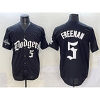 Los Angeles Dodgers #5 Freddie Freeman Black Jereymy 2025 LA Gothic Style With 2024 World Series Champions Patch Vapor Premier Limited Stitched Jersey