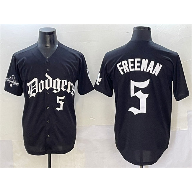 Los Angeles Dodgers #5 Freddie Freeman Black Jereymy 2025 LA Gothic Style With 2024 World Series Champions Patch Vapor Premier Limited Stitched Jersey