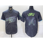 Tampa Bay Rays #14 Jacob Lopez Charcoal Jereymy 2024 City Connect Limited Cool Base Jersey