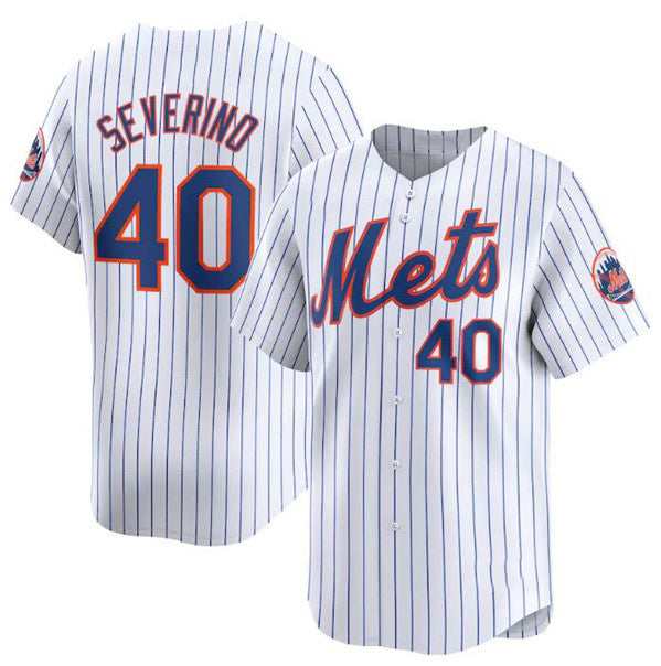 New York Mets #40 Luis Severino White Jereymy 2024 Home Limited Stitched Jersey