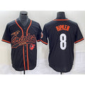 Baltimore Orioles #8 Cal Ripken Jr Black Jereymy With Patch Cool Base Stitched Jersey