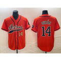 Houston Astros #14 Mauricio Dubon Number Orange Jereymy With Patch Cool Base Stitched Jersey