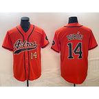 Houston Astros #14 Mauricio Dubon Number Orange Jereymy With Patch Cool Base Stitched Jersey