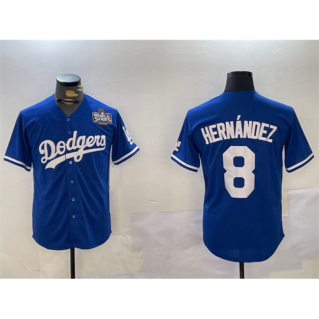 Los Angeles Dodgers #8 Enrique Hern¨¢ndez Royal Jereymy 2024 World Series Cool Base Stitched Jersey