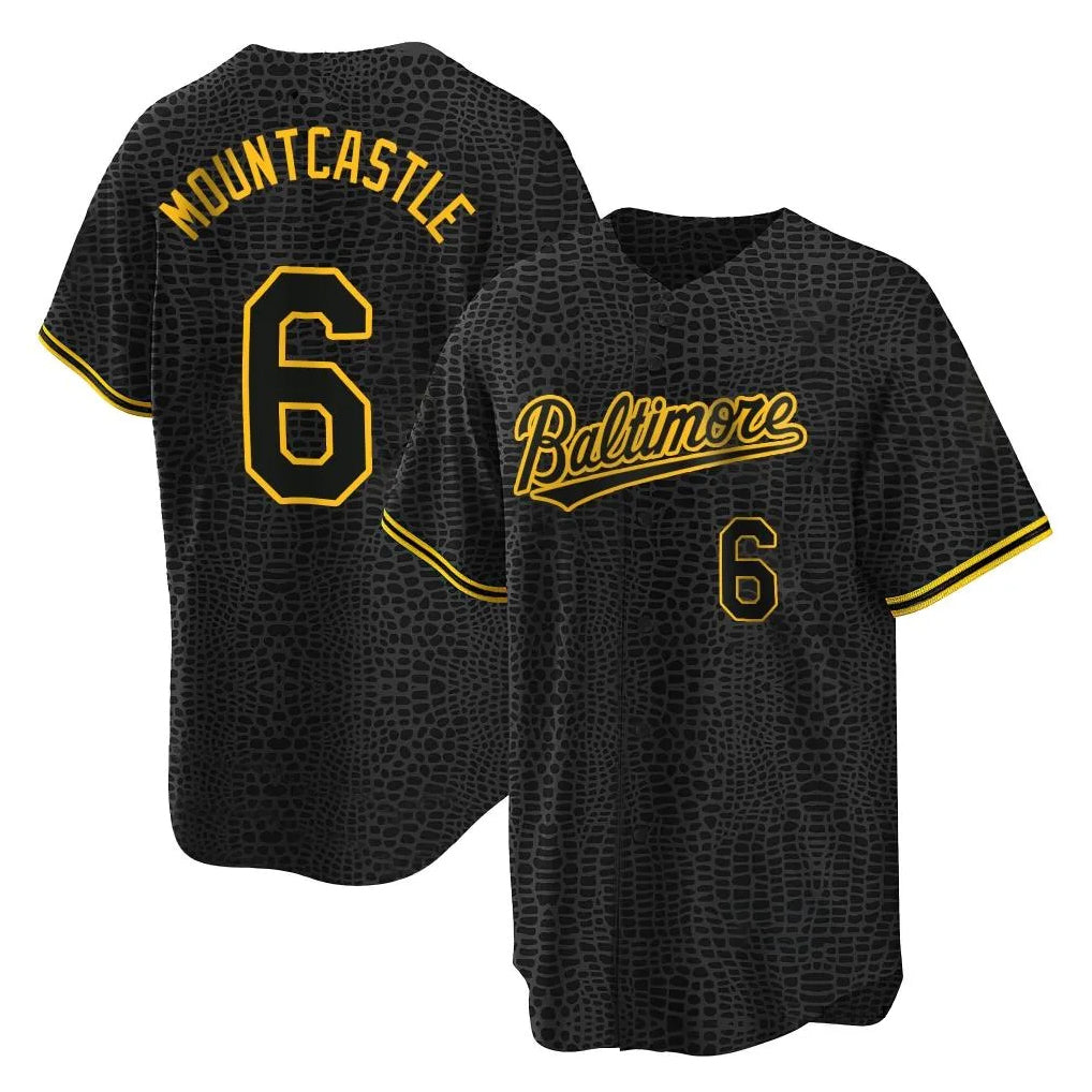 Baltimore Orioles #6 Ryan Mountcastle Player Black Jereymy Snake Skin City Home Game Stitched Jerseys