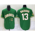 San Diego Padres #13 Manny Machado Number Green Jereymy Cool Base Stitched Jersey