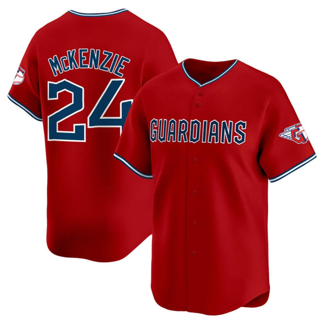 Cleveland Guardians #24 Triston McKenzie Red Jereymy Alternate Limited Stitched Jersey