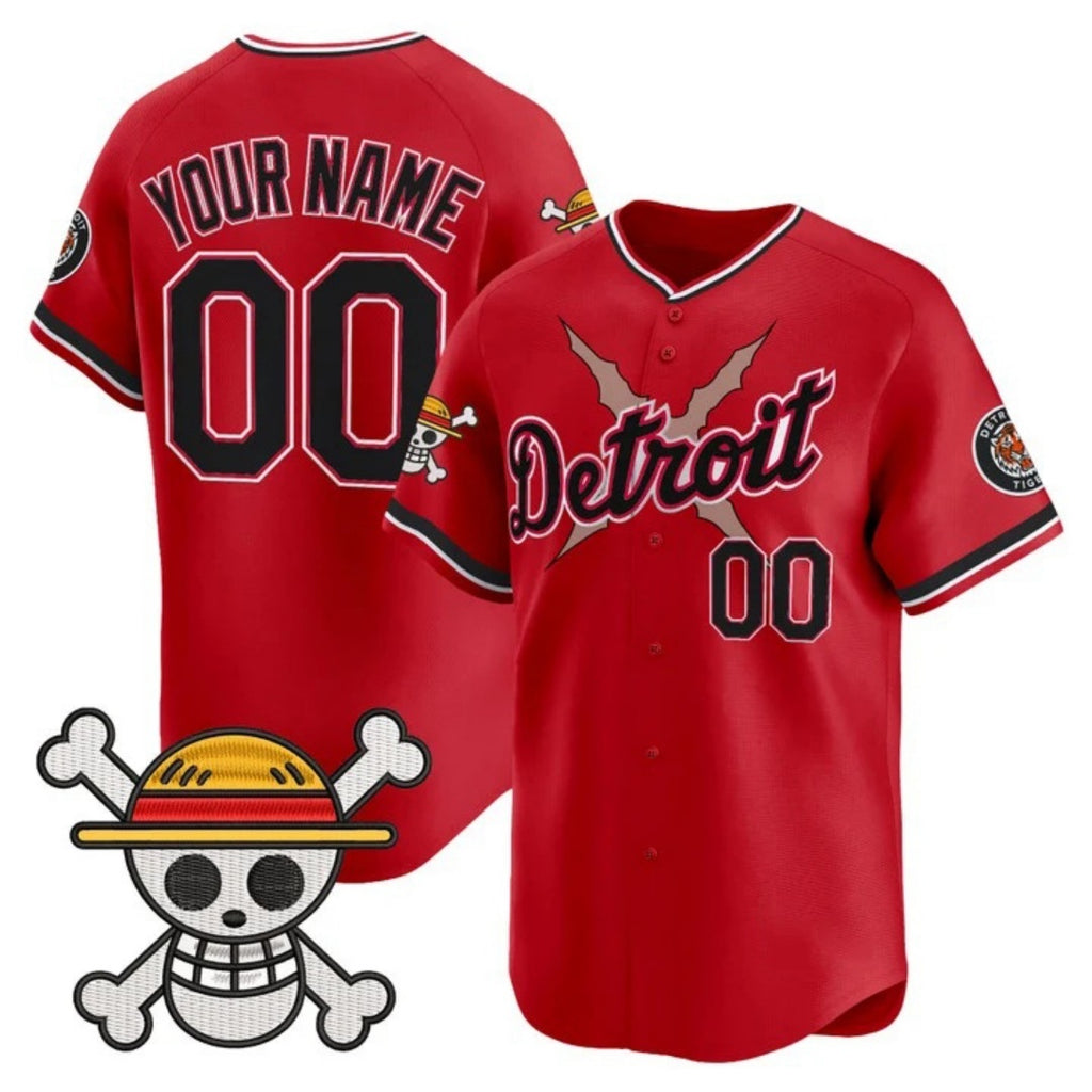 Custom Detroit Tigers x One Piece Red Jereymy Vapor Premier Limited Jersey - Stitched
