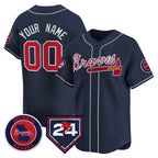 Custom Atlanta Braves Navy Jereymy 2024 Spring Training Patch Limited Stitched Jersey