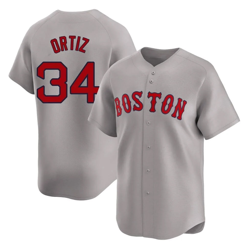 Boston Red Sox #34 David Ortiz Player Gray Jereymy Road Limited Home Game Stitched Jerseys1