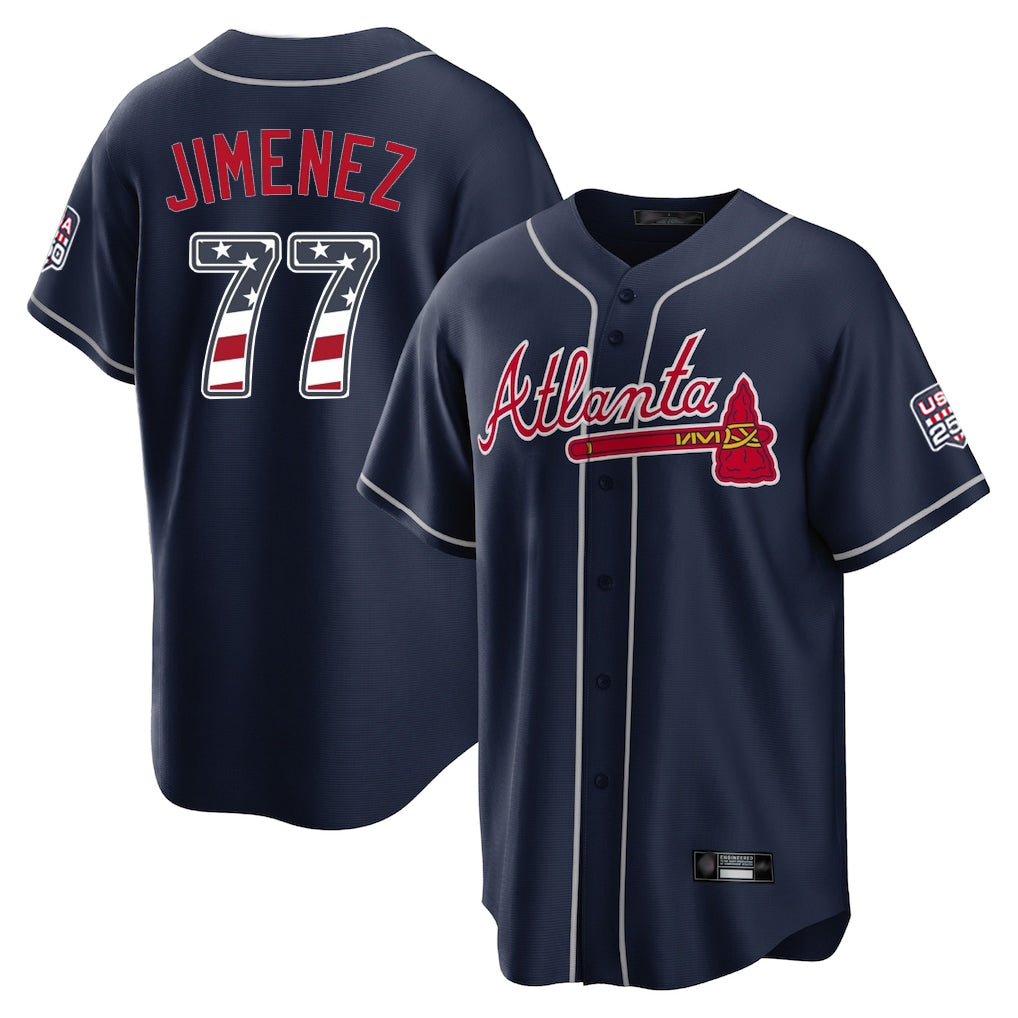 Atlanta Braves #77 Joe Jimenez Player Navy Jereymy USA 250 Fourth Of July Limited Home Game Stitched Jerseys
