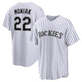 Colorado Rockies #22 Mickey Moniak White Jereymy Home Replica Jersey