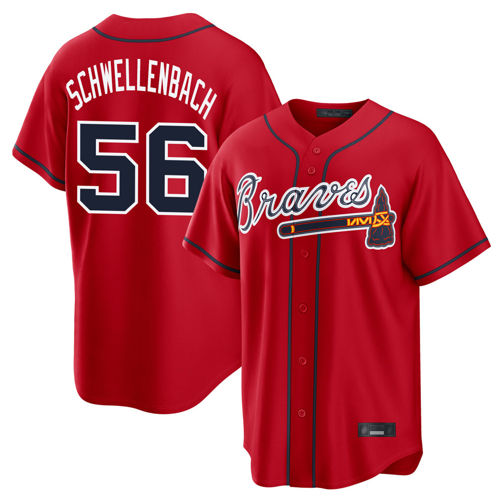 Atlanta Braves #56 Spencer Schwellenbach Player Red Jereymy Home Game Stitched Jerseys