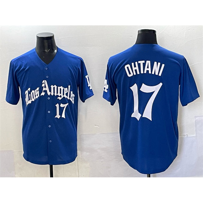 Los Angeles Dodgers #17 Shohei Ohtani Blue Jereymy 2025 LA Gothic Style With Fernando Patch Vapor Premier Limited Stitched Jersey