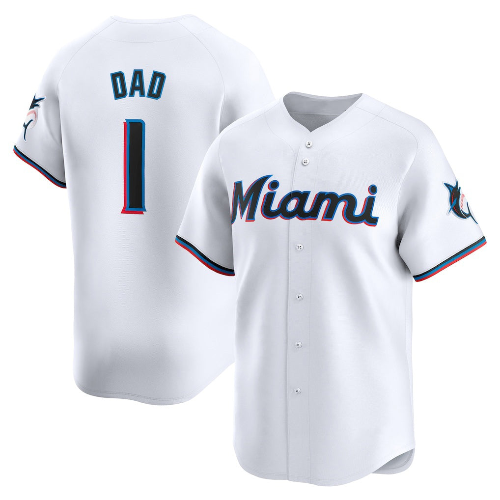 Miami Marlins #1 Dad White Jereymy Home Limited Jersey
