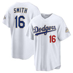 Los Angeles Dodgers #16 Will Smith White Jereymy 2026 Gold Collection Stadium Jersey