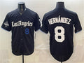 Los Angeles Dodgers #8 Enrique Hern¨¢ndez Black Jereymy 2025 World Series Champions Patch 'Gothic Edition' Vapor Premier Limited Stitched Jersey