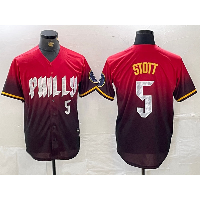 Philadelphia Phillies #5 Bryson Stott Red Jereymy 2024 City Player Number Cool Base Jersey