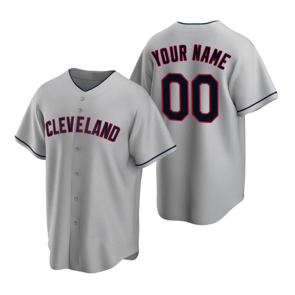 Custom Cleveland Indians Gray Jereymy 2020 Stitched Cool Base Road Jersey