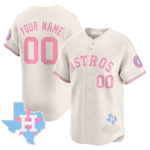 Custom Houston Astros Bubblegum Cream Jereymy Vapor Premier Limited Jersey ¨C All Stitched