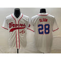 Atlanta Braves #28 Matt Olson White Jereymy Cool Base With Patch Stitched Jersey