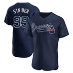 Atlanta Braves #99 Spencer Strider Player Navy Jereymy Alternate Limited Elite Home Game Stitched Jerseys