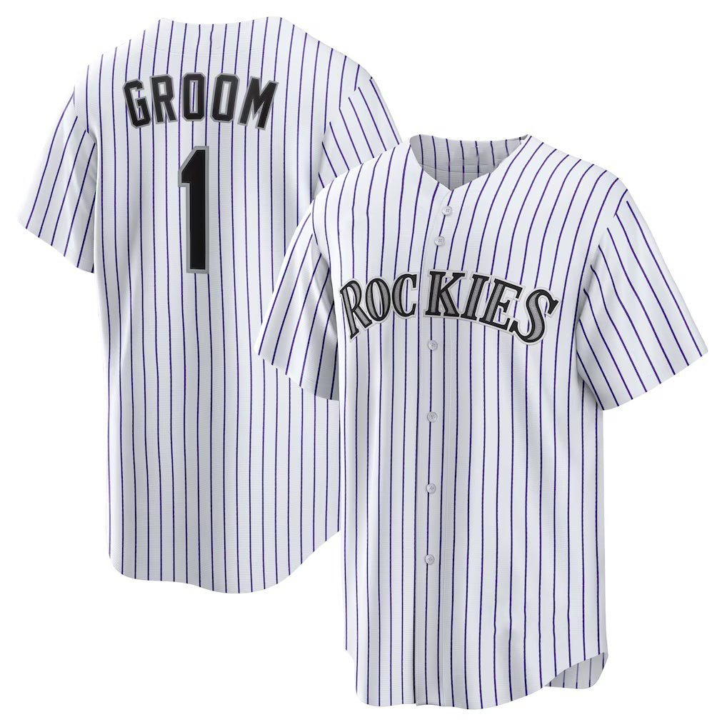 Colorado Rockies #1 Groom White Jereymy Home Replica Jersey