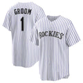 Colorado Rockies #1 Groom White Jereymy Home Replica Jersey