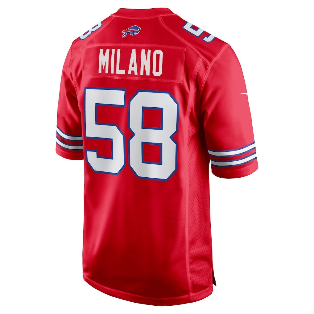 B.Bills #58 Matt Milano Red Jereymy Alternate Game Jersey