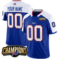 Custom B.Bills Active Player Blue White Jereymy 2023 F.U.S.E. AFC East Champions Ptach Stitched Jersey
