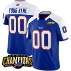 Custom B.Bills Active Player Blue White Jereymy 2023 F.U.S.E. AFC East Champions Ptach Stitched Jersey