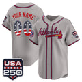 Custom Atlanta Braves Gray Jereymy USA 250 Fourth of July Vapor Premier Limited Jersey ¨C All Stitched