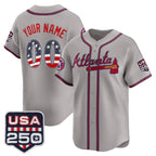 Custom Atlanta Braves Gray Jereymy USA 250 Fourth of July Vapor Premier Limited Jersey ¨C All Stitched