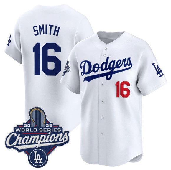 Los Angeles Dodgers #16 Will Smith White Jereymy 2025 Champions Stitched Jersey