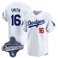 Los Angeles Dodgers #16 Will Smith White Jereymy 2025 Champions Stitched Jersey