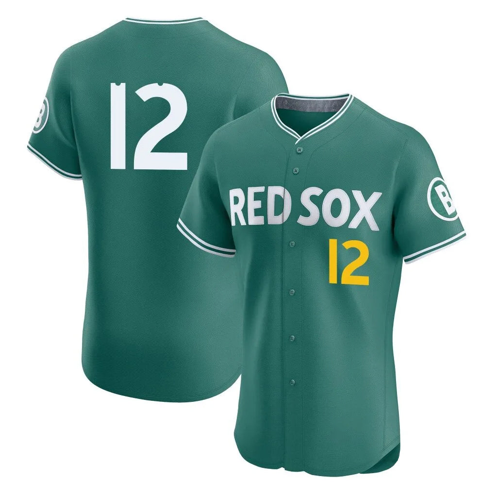 Boston Red Sox #12 Connor Wong Player Green Jereymy City Connect Limited Elite Home Game Stitched Jerseys1